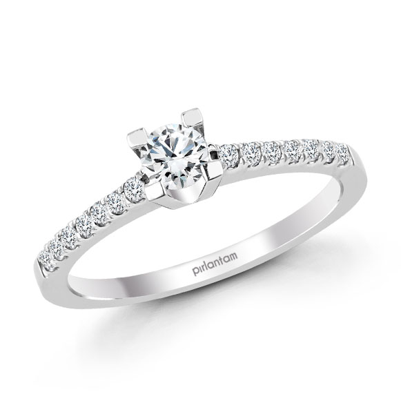0.45 ct. Pırlanta Kolu Taşlı Tektaş Yüzük